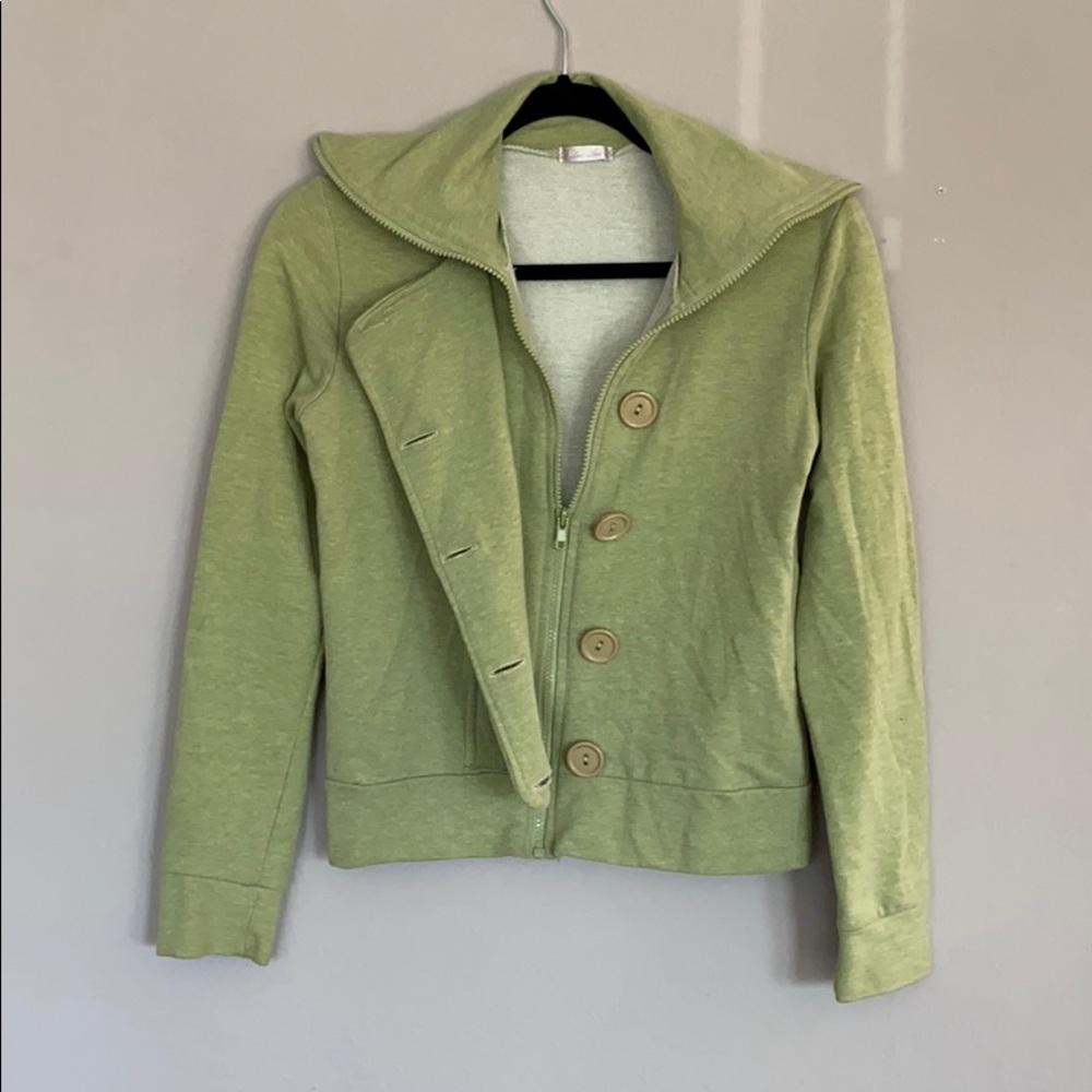 Zip And Button Up Green Top - image 3